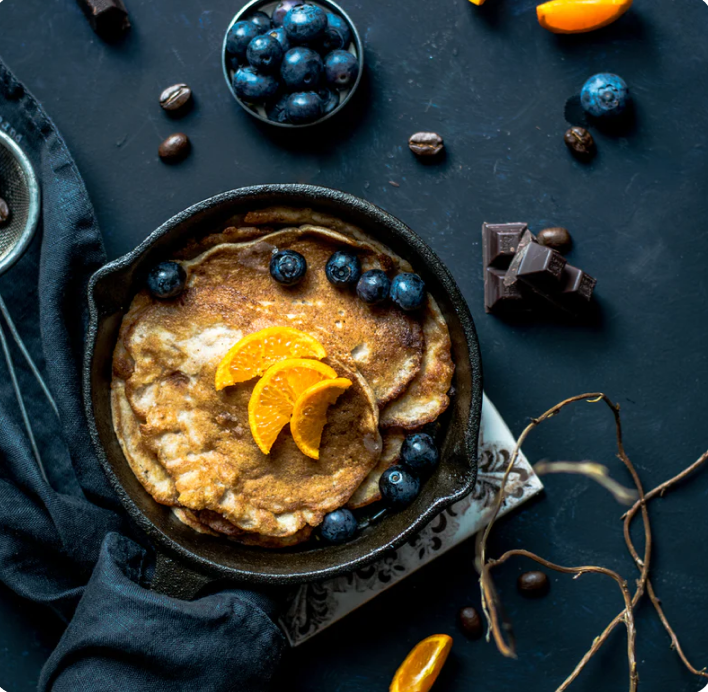 orange and blueberry pancakes